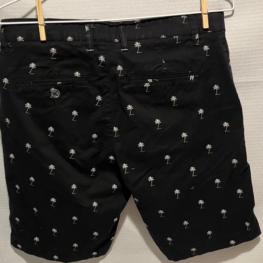 Denim & Flower Black Palm Print Men's Shorts by Ricky Singh - Picture 3 of 5